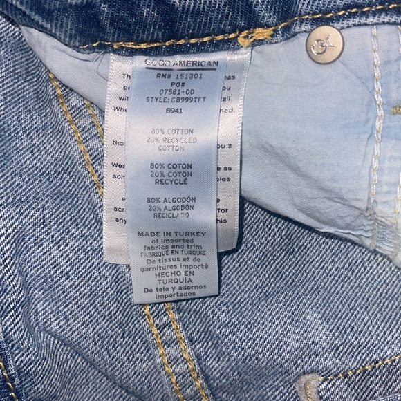 Good American Good Boy High Waist Distressed Nonstretch Jeans Women's Size 10 - Picture 8 of 9